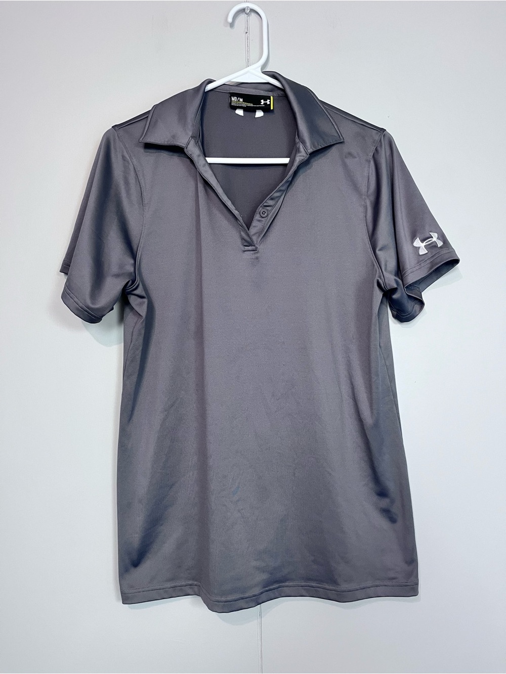 Under Armour Grey Performance Polo Shirt Men’s Medium HeatGear Golf Athletic